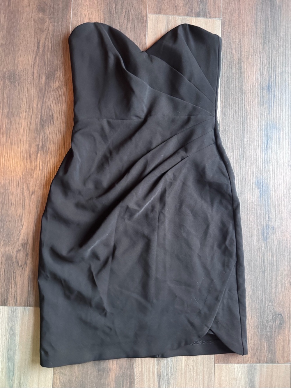 Nookie Black Strapless Ruched Midi Dress